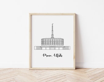 Provo, Utah LDS Temple - 8x10 Print of Digital Drawing - Wall Art