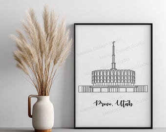 Provo, Utah LDS Temple - 8x10 Digital Download of Drawing- Wall Art