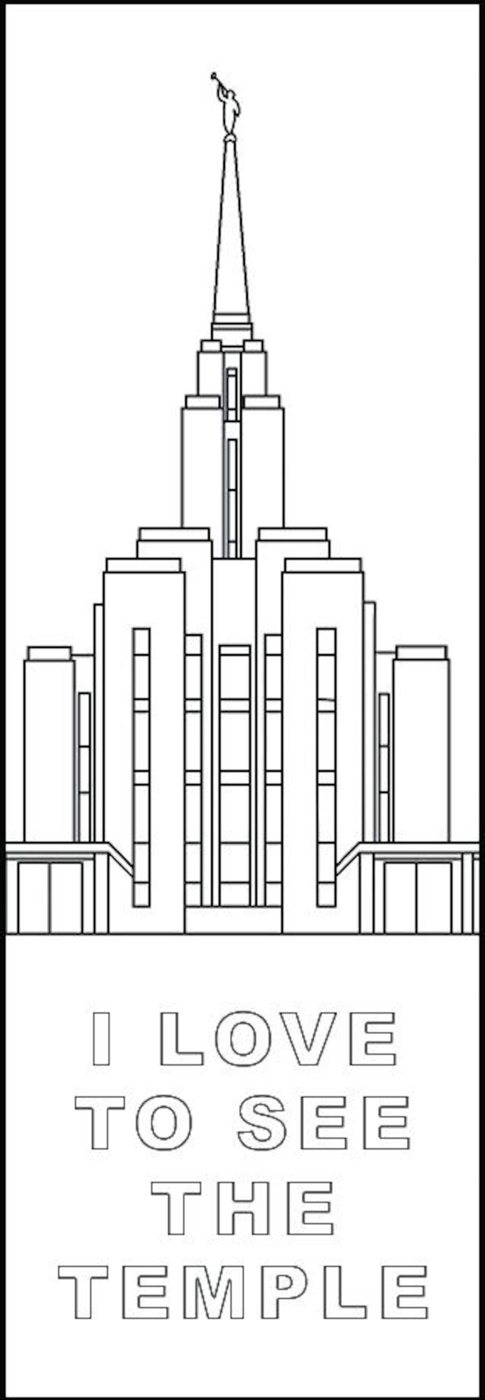 Digital download bookmarks for coloring of lds temple st george