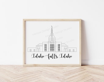Idaho Falls, Idaho LDS Temple - 8x10 Digital Download of Drawing- Wall Art