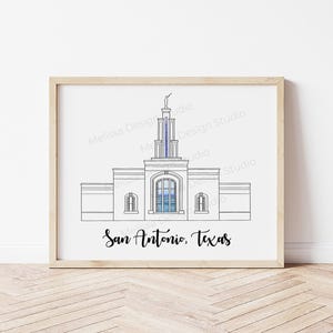 San Antonio, Texas LDS Temple - 8x10 Digital Download of Drawing- Wall Art