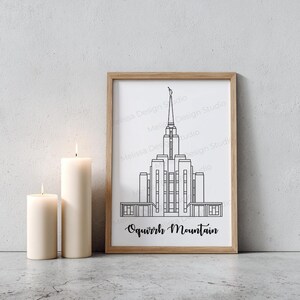 Oquirrh Mountain LDS Temple - 8x10 Digital Download of Digital Drawing - Wall Art