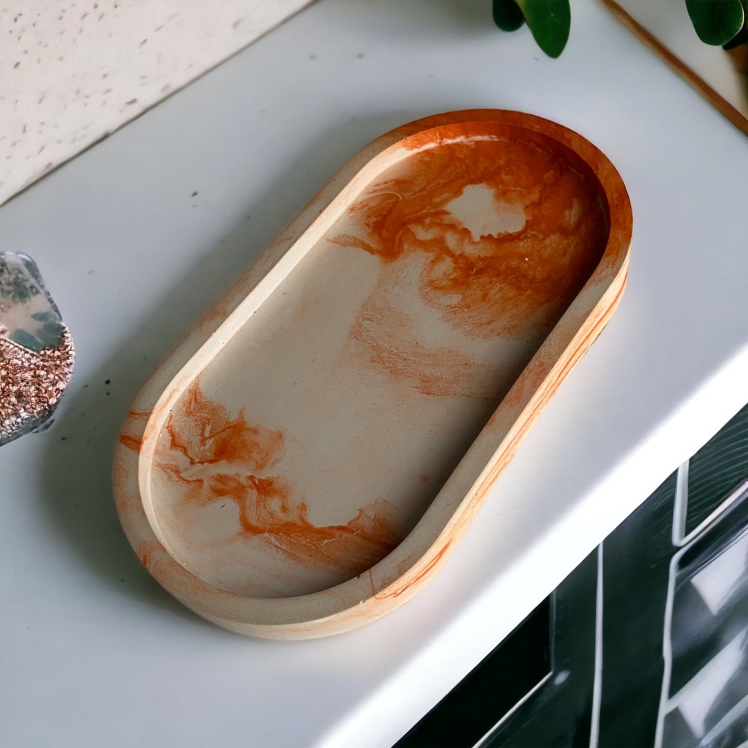 Oval Concrete Tray Concrete Trinket Tray Concrete Decorative Etsy
