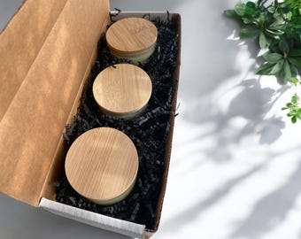 Scented Soy Candle Sampler Pack, Hand-Poured Candles, Wooden Lids