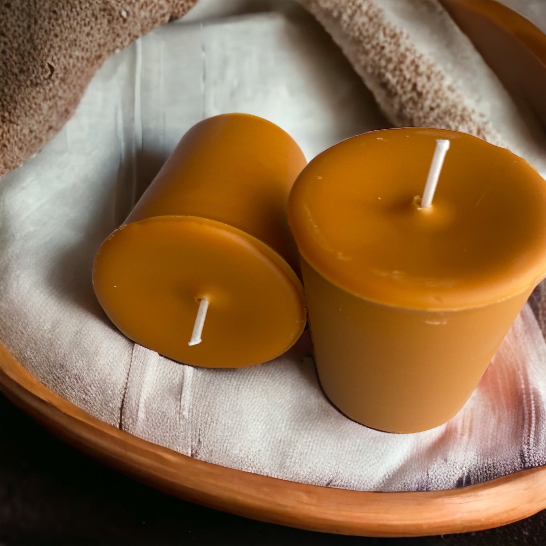 Beeswax Flat Top Votives Pure Beeswax Candles Directly From the Beekeeper 