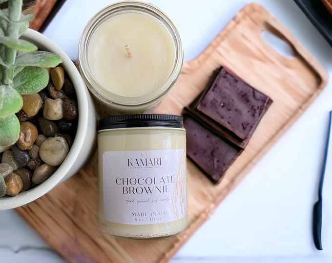 Chocolate Brownie Scented 6 oz Soy Candle | Chocolate Scented | Brownie Scented | Dessert Scented Candle | Sweet Scented Candle | Chocolate