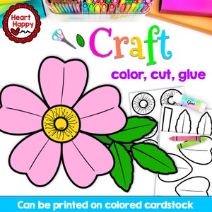 Wild Rose Craft | Kids Printable Craft Template | Iowa & North Dakota State Symbols | Homeschool | Teachers Resources| Instant PDF Download