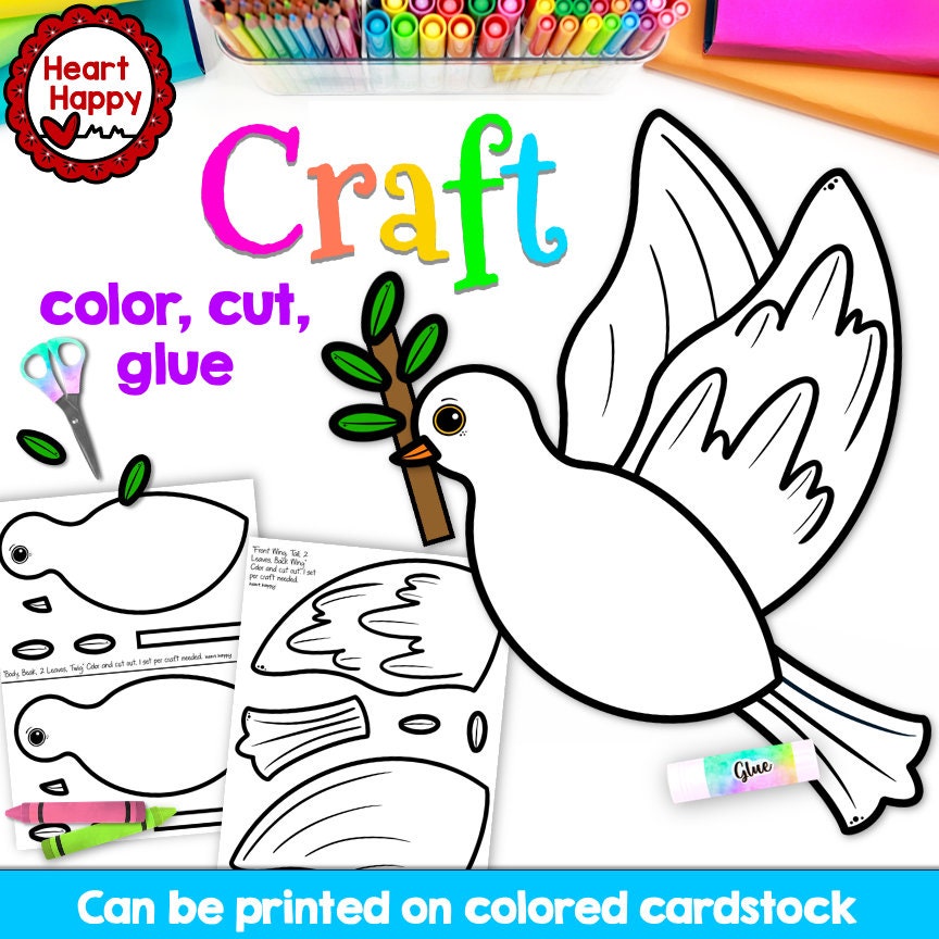 Dove Craft, Kids Printable Craft Template, MLK Day, Sunday School ...