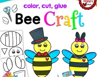 Valentines Love Bugs Kids Printable Craft Template, Valentines Craft, Bee Craft, Homeschool, Teachers Resources, Instant PDF Download