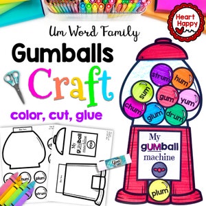 Gumball UMball Machine, Short U Craft, UM Word Family Craft,Printable Kids Craft Template,Homeschool,Teachers Resources,Instant Download,PDF