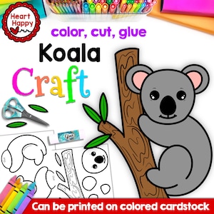 Manualidad de koala, plantilla de manualidad para niños para imprimir, manualidad de animales del zoológico, letra K, educación en el hogar, recursos para docentes, descarga instantánea en PDF