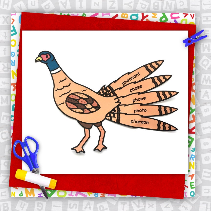 PH Digraph Craft, Kids Printable Craft Template, Pheasant Craft ...