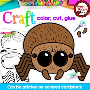 Artesanato de aranha, modelo de artesanato para impressão infantil, letra S, Halloween, outono, ciência, ensino doméstico, recursos para professores, download instantâneo de PDF