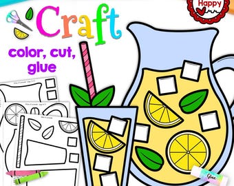 Lemonade Craft, Kids Printable Craft Template, Letter L, End of Year, Summer, Homeschool, Teachers Resources, Instant PDF Download