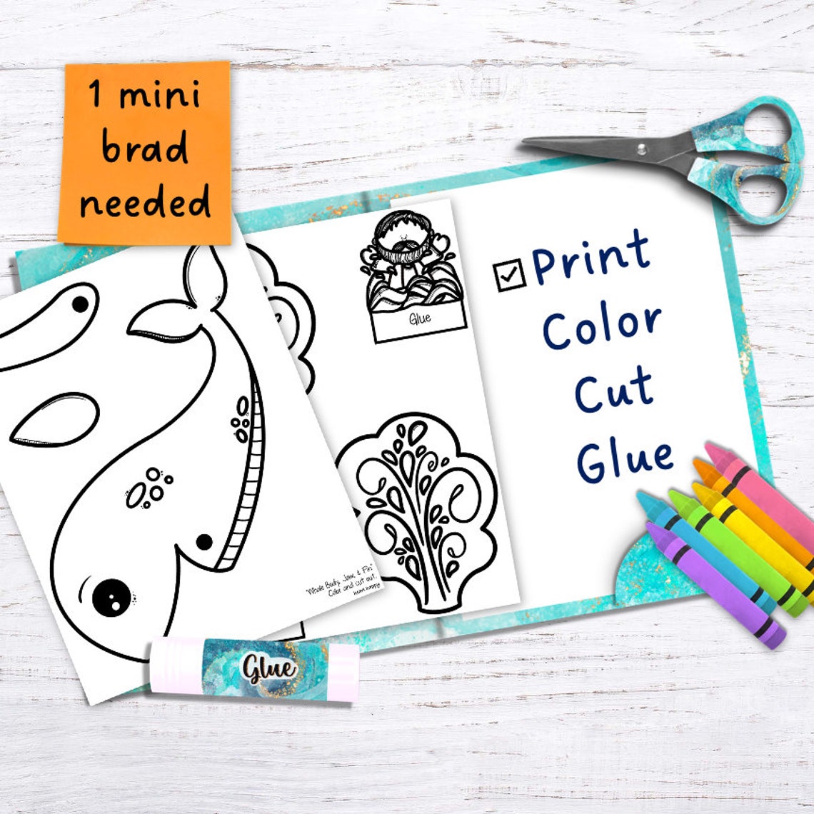 Jonah and the Whale Kids Printable Craft Template, Religious Craft ...
