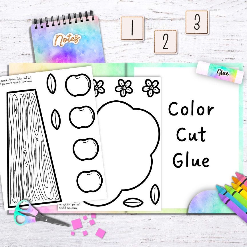 Apple Tree Craft Kids Printable Craft Template Fall Activity Apple Tree Craft Kids Printable Craft Template Fall Activity