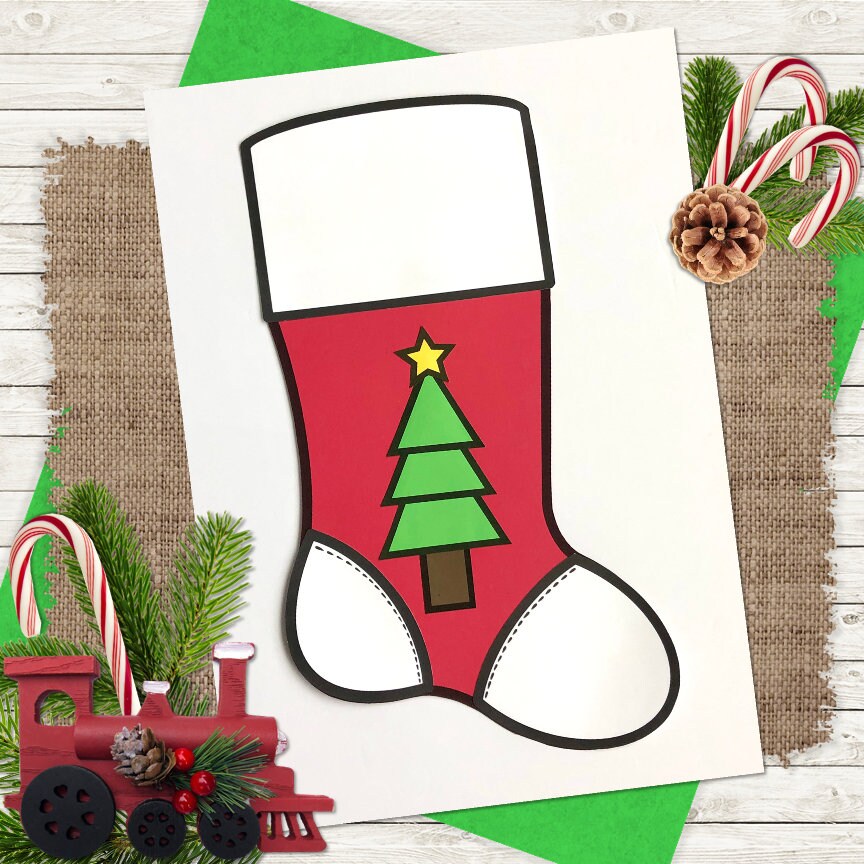 Christmas Stocking Kids Printable Craft Template, Kids Christmas Craft ...