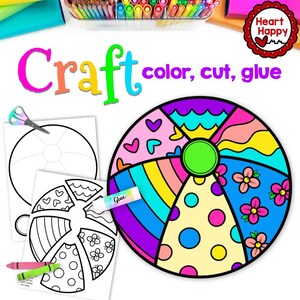 Artesanato com Bola de Praia, Modelo de Artesanato Imprimível para Crianças, Verão, Educação Domiciliar, Recursos para Professores, Download Instantâneo em PDF