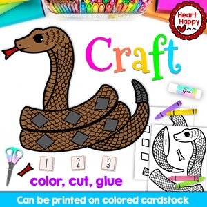 Artesanato de cobra, modelo de artesanato para crianças para impressão, letra S, educação domiciliar, recursos para professores, download instantâneo, download em PDF