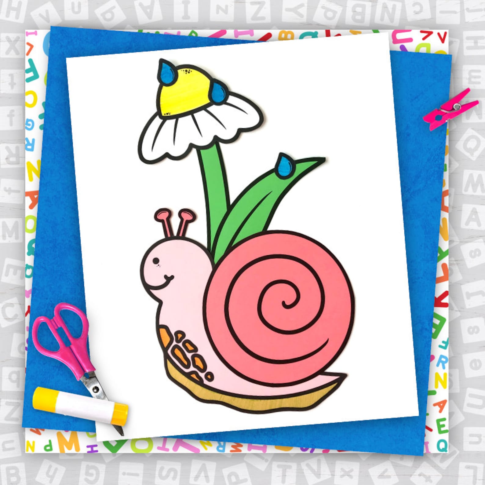 Printable Kids Snail Craft Template, Insect Craft, Spring Craft, Flower