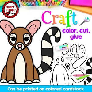 Gato de cola anillada, Símbolos del estado de Arizona, Plantilla de manualidades imprimible para niños, Educación en el hogar, Recursos para profesores, Descarga instantánea de PDF
