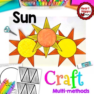 Sun Craft, Kids Printable Craft Template, Summer Craft, Shape Craft, Homeschool, Teachers Resources, Instant PDF Download