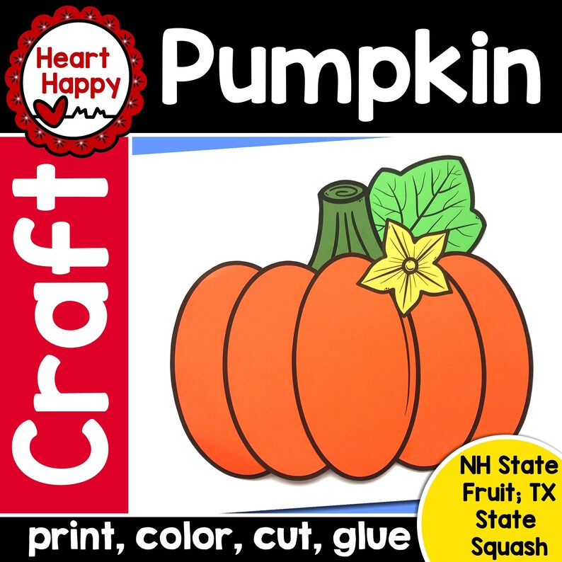 Pumpkin Kids Printable Craft Template Kids Fall/autumn Craft Etsy