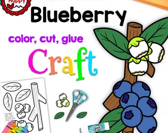Blueberry Craft, Kids Printable Craft Template, Fruit Craft, State Symbols, Homeschool, Teachers Resources, Instant PDFDownload