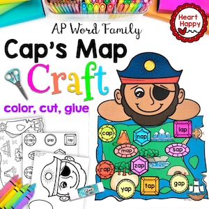 Cap's AP Treasure Map, Kurz ein Handwerk, AP Wort Familien Handwerk, druckbare Kinder Handwerk Vorlage, Homeschool, Lehrer Ressourcen, sofort Download, PDF