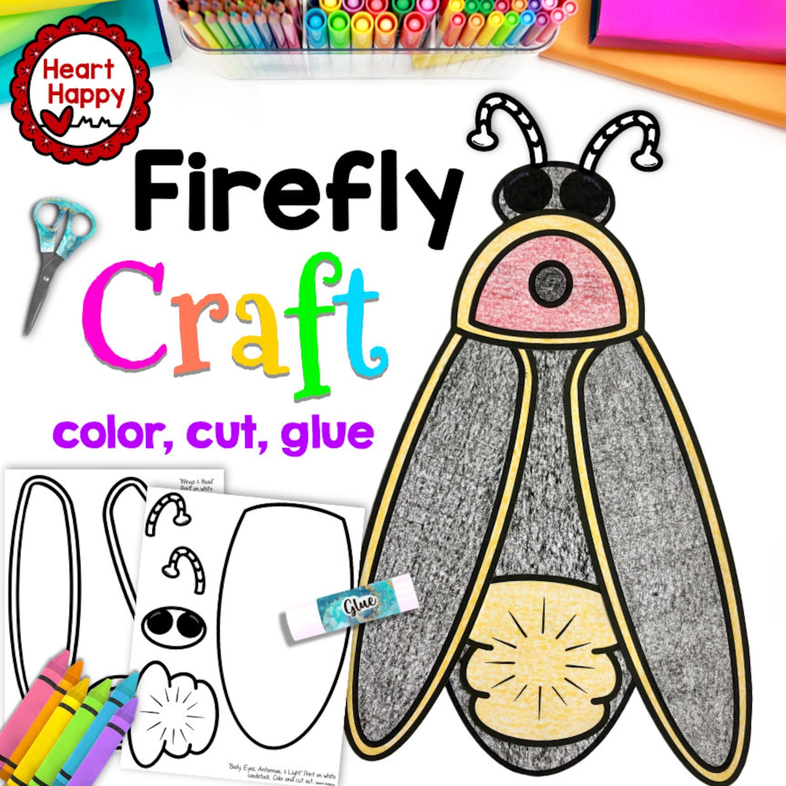 Printable Kids Firefly Craft Template Insect Craft Bug Craft Spring