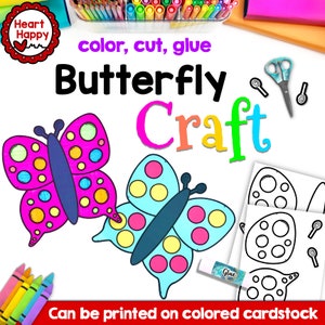 Printable Kids Butterfly Craft Template, Insect Craft, Spring Craft, Homeschool, Teachers Resources, Instant Download, PDFDownload