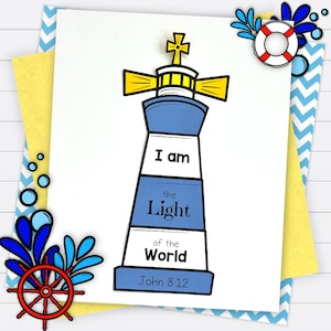 I Am the Light Kids Printable Religious Craft Template, Lighthouse ...