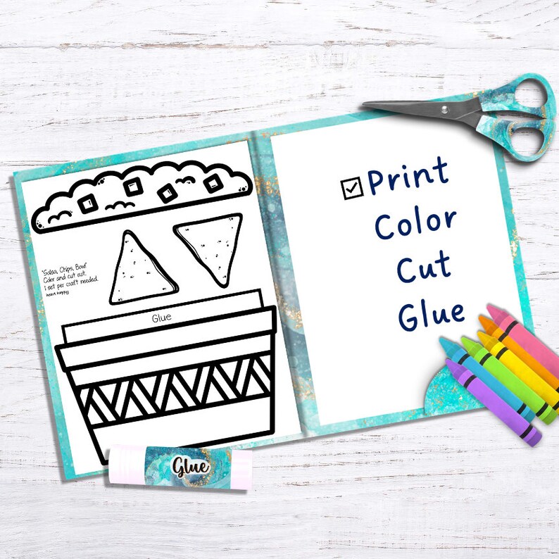 Salsa Papercraft Chips & Salsa Kids Printable Craft Template, Texas Symbols, Cinco De ...