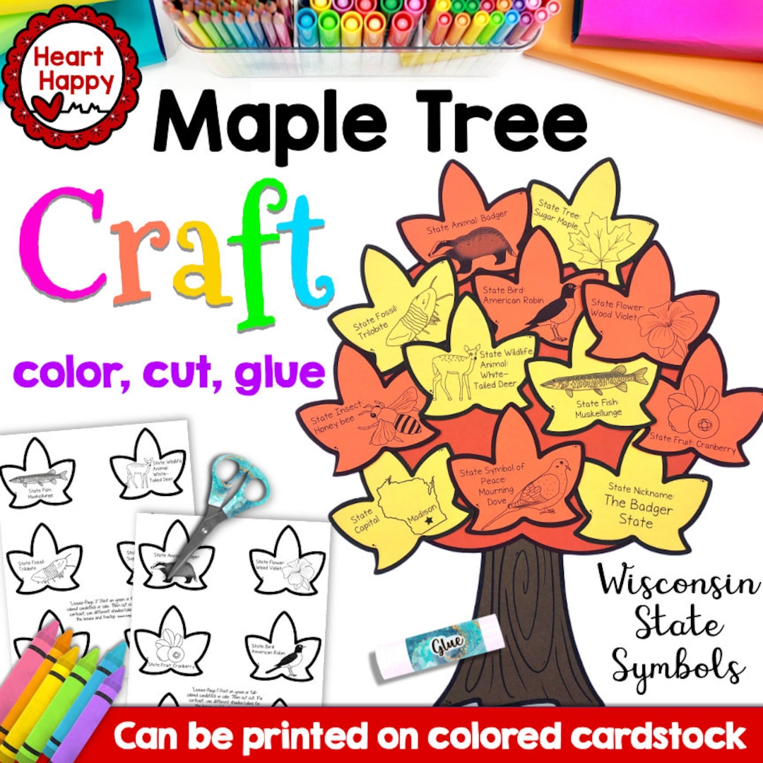 Wisconsin State Symbols, Sugar Maple Tree, Kids Printable Craft ...