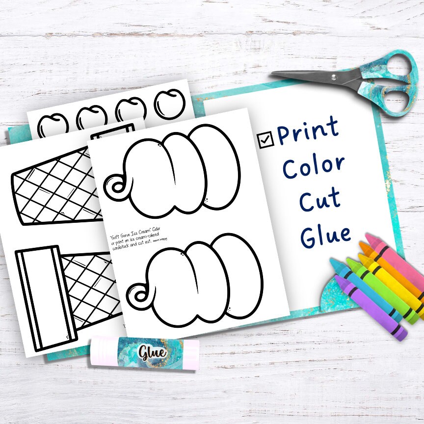 Ice Cream Craft, Kids Printable Craft Template, Summer, Homeschool ...