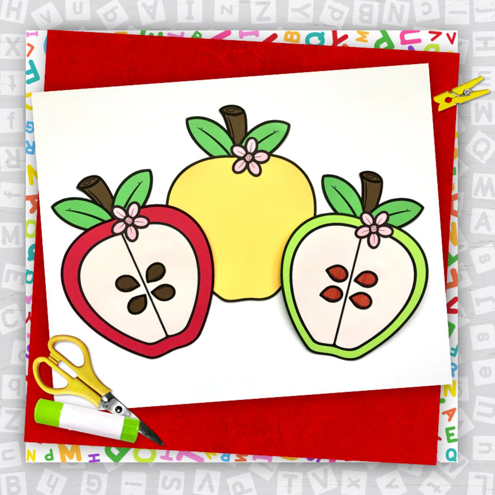 Apple Craft, Kids Printable Craft Template, Fall Craft, Letter A ...