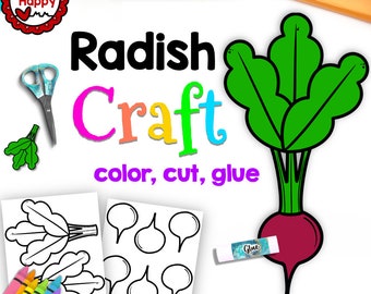 Radieschen Handwerk, Kinder druckbare Bastelvorlage, Gemüse, Ernährung, Pflanzenteile, Schule, Lehrer Ressourcen, sofortiger PDF-Download