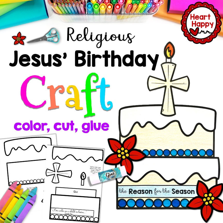 Birthday Cake for Jesus Kids Printable Christmas Craft Template,kids ...