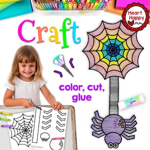 Spider Craft, Kids Printable Craft Template, Halloween Craft, Fall Craft, Homeschool, Teachers Resources, Instant PDF Download