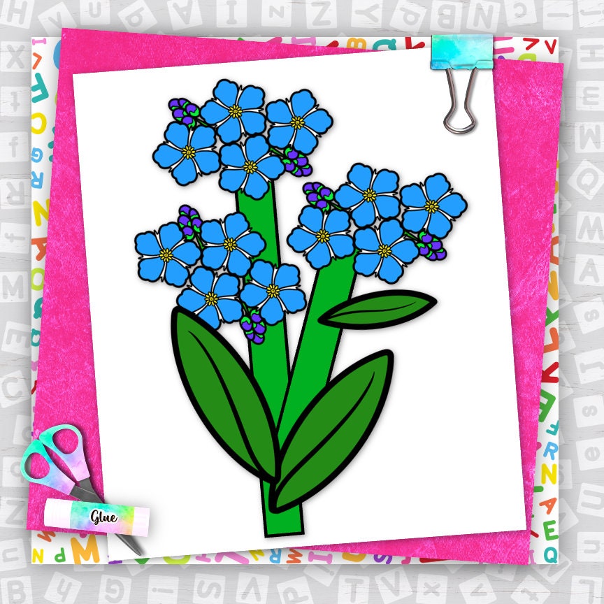 Curated visual reference: Visual Reference: Forget Me Not Flower Craft Kids Printable Craft Template Alaska
