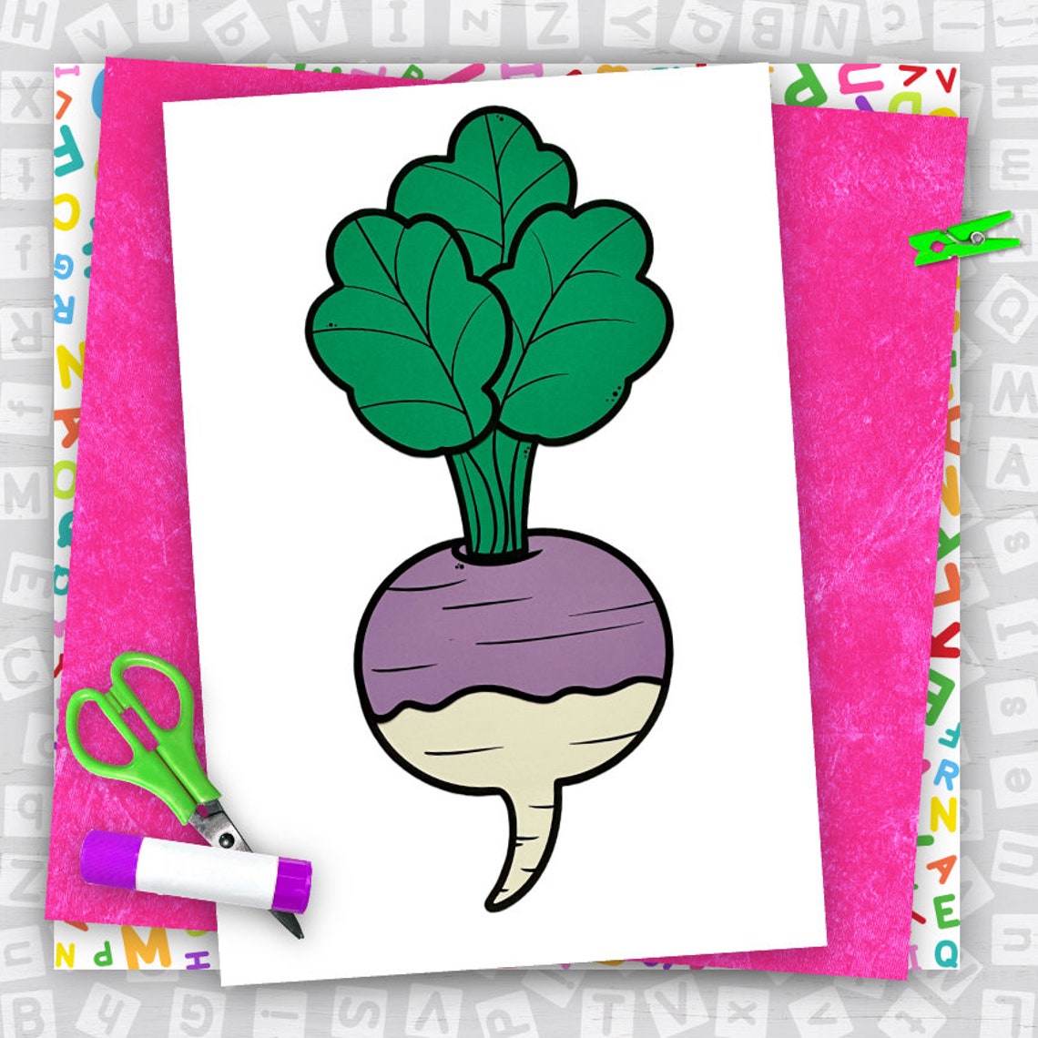 Turnip Rice Craft Turnip Craft, Kids Printable Craft Template, Vegetable Craft, Nutrition ...