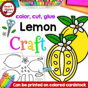 Zitrone Handwerk, Kinder druckbare Bastelvorlage, Obst Handwerk, Buchstabe L, Homeschool, Lehrer Ressourcen, sofortiger PDF-Download