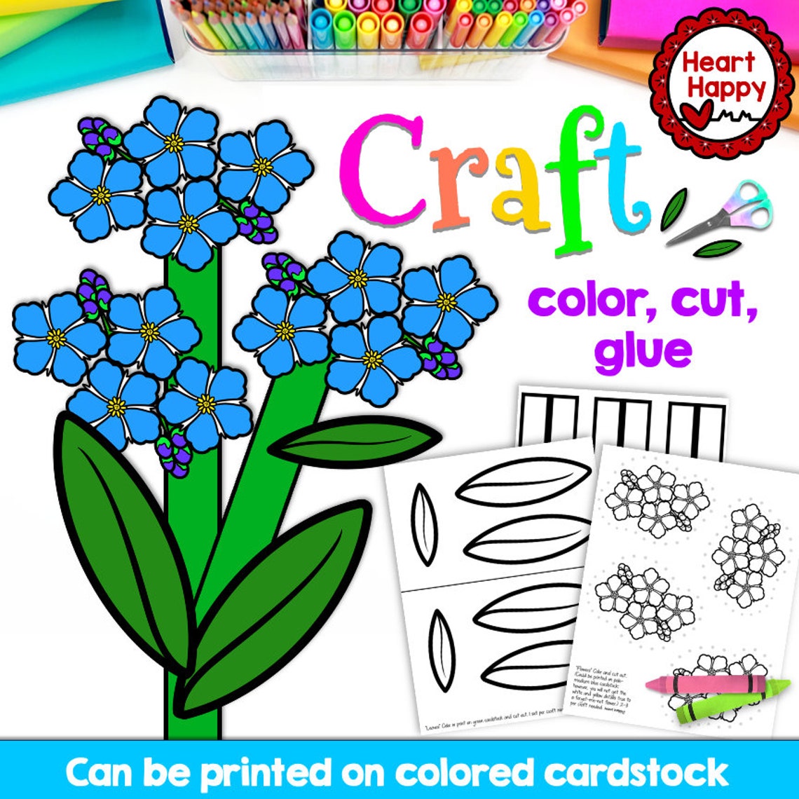 Curated visual reference: Picture Idea: Forget Me Not Flower Craft Kids Printable Craft Template Alaska