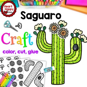 Artigianato con cactus, modello stampabile per bambini, artigianato nel deserto, estate, scuola domiciliare, risorse per gli insegnanti, download istantaneo, PDFDownload