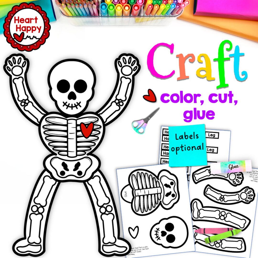 Halloween Skeleton. Kids Printable Craft Template, Fall/autumn Craft ...