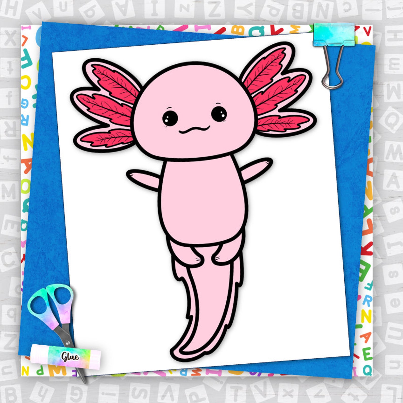 Axolotl Craft, Kids Printable Craft Template, Letter A, Amphibians ...