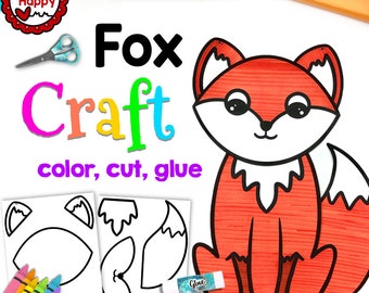 Druckbare Kinder Fuchs Bastelvorlage, Waldtiere, Waldtiere, Homeschool, Lehrer Ressourcen, Sofort Download, PDF Download