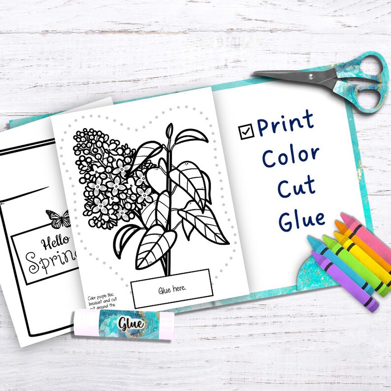 Lilac Flash Card.pdf Purple Lilac Craft, Kids Printable Craft Template, Flower Craft, Spring ...
