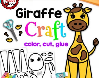 Giraffe Craft, Kinder druckbare Bastelvorlage, Zootier Handwerk, Buchstabe G, Homeschool, Lehrer Ressourcen, sofortiger PDF-Download