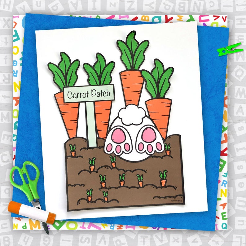 Bunny Tail in Carrot Patch, Kids Printable Craft Template, Spring Craft ...